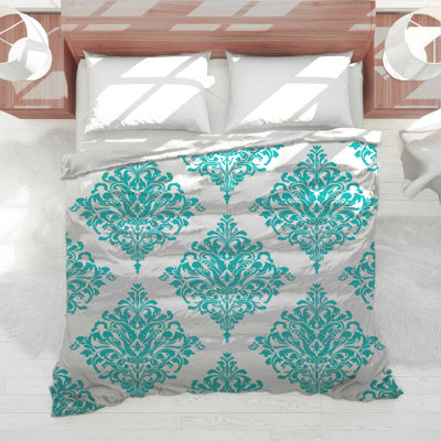 Turquoise Damask Pattern Comforter