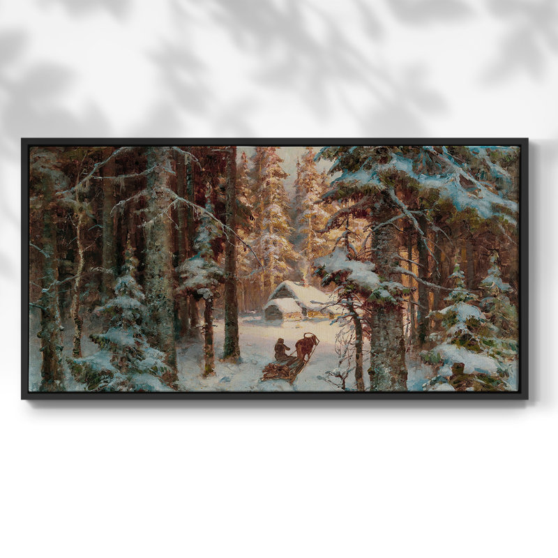 Série paysage - MLxxxviii - Toile tendue avec châssis encadré - Prêt à être accroché, H 21 po x l 41 po, Noir