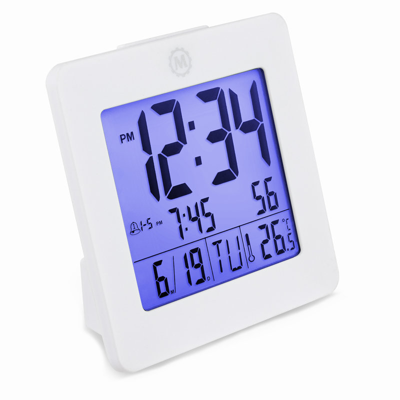 Digital Electric Tabletop Clock with Alarm, White