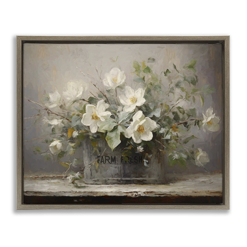"Country Farm Florals", art mural encadré par Ramona Murdock, Cadre flottant orme Montalcino, H 17 po x l 21 po
