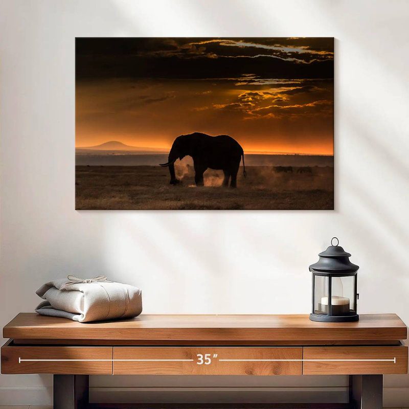 Brampt African Elephant Silhouette, 16" H x 24" W