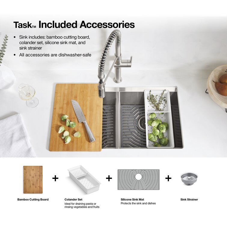 Workstation Sink Accessory - 15 Bamboo Cutting Board with Silicone Co –  Create Good Sinks