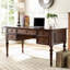 Bureau en bois massif brun foncé de style américain, bureau d'ordinateur d'écriture et de calligraphie-385263795