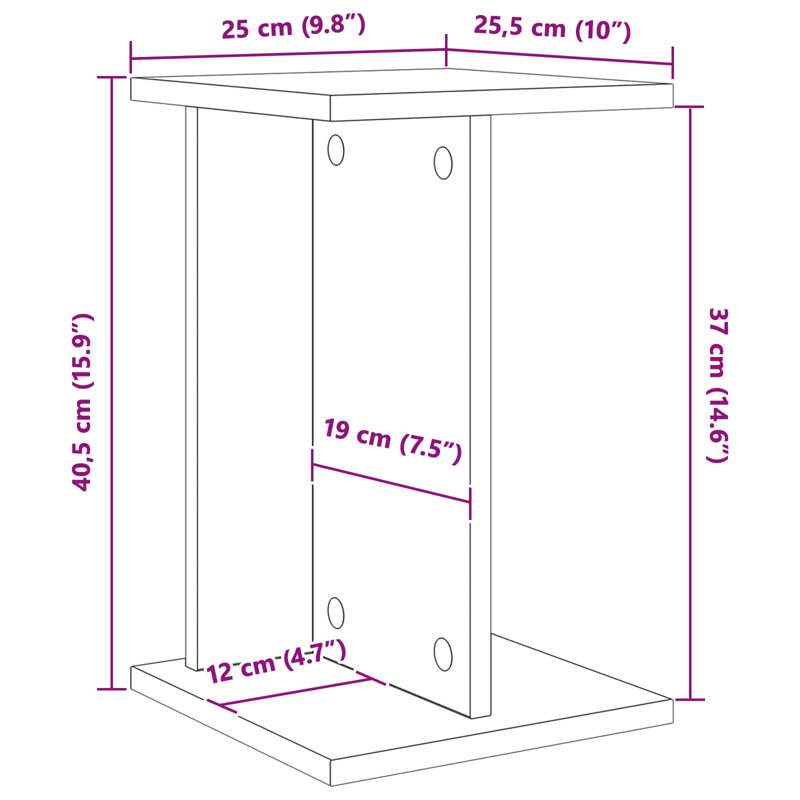 1 Tier Plant Stand Set of 2, 40.5cm H x 25.5cm W x 25cm D, Old Wood