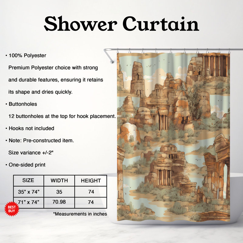 Bristy Shower Curtain, 74"H x 71"W