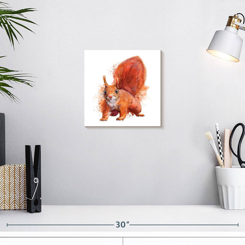 Squirrel Watercolor, 10" H x 10" W