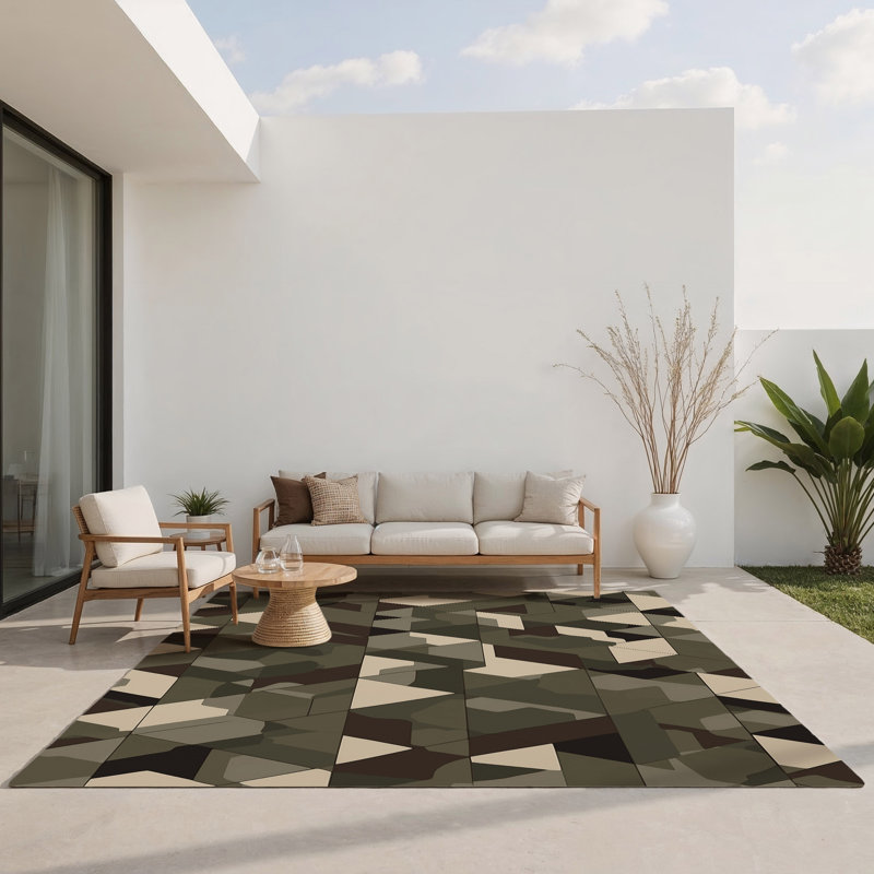 Flank Route Indoor And Outdoor Area Rug, Rectangle 9 pi x 12 pi