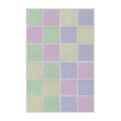 Tapis à la machine mauve/vert/bleu