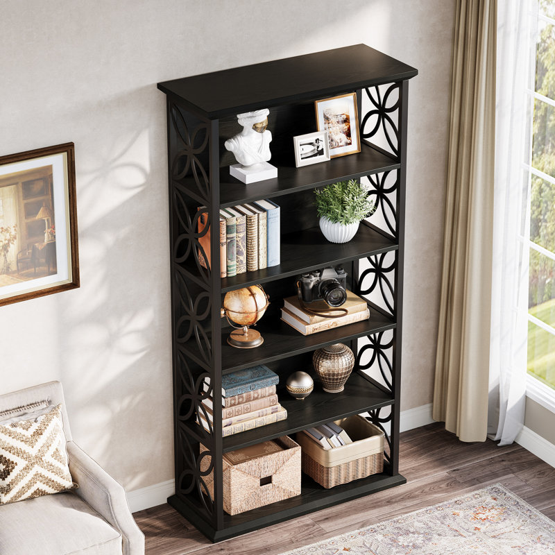 Industrial 6-tier Tall bookshelf, Freestanding Open Storage Shelves, Black