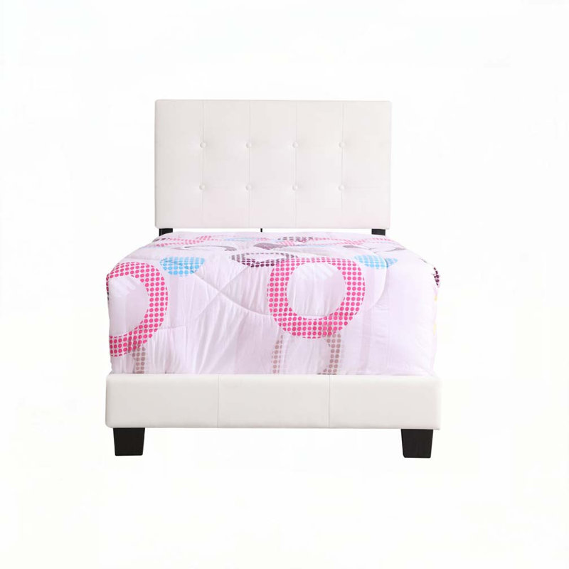 Lit rembourré en similicuir de polyuréthane, Blanc