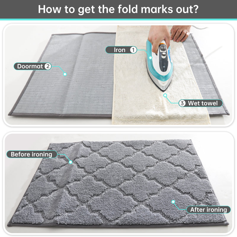 Non-Slip Geometric Doormat, 50.8cm W x 81.3cm L, Grey