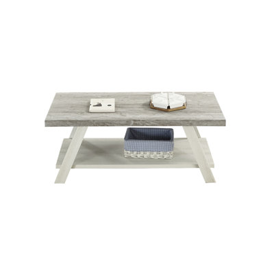Table en bois - Base beige, plateau gris, gris café patiné, base extra