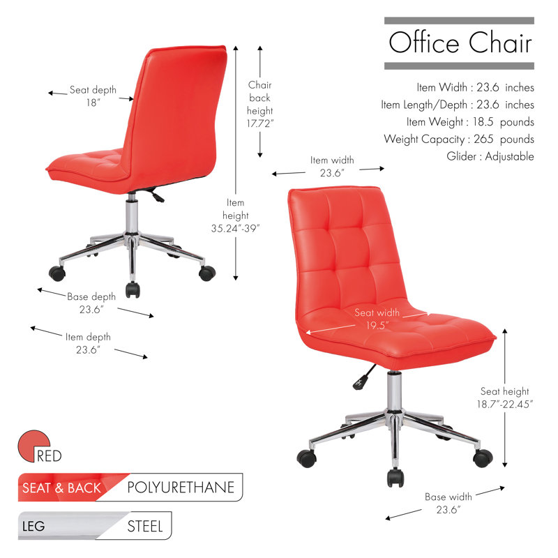 Feemster Office Chair, Red, No