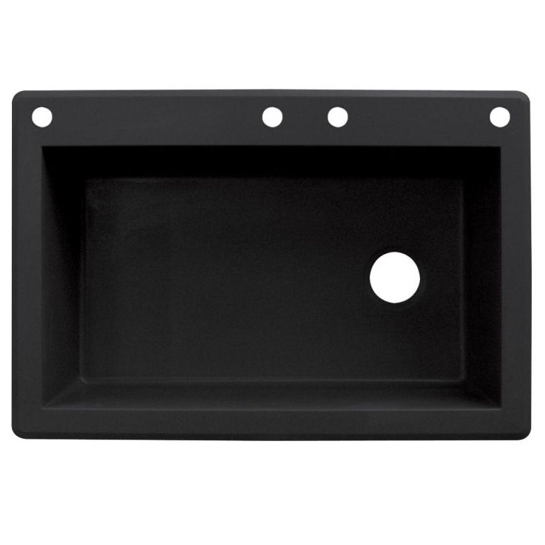 Radius 33'' L Single Bowl Granite Kitchen Sink, 4 hole, Black