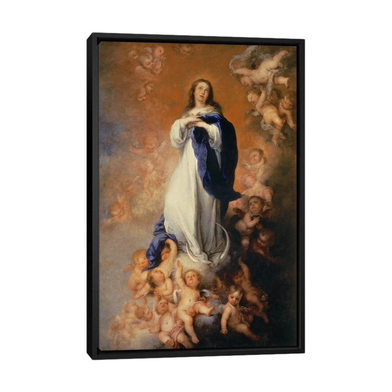 «The Immaculée Conception of Los Venerables», reproduction d'art sur toile encadrée, 26" H x 18" W, Noir