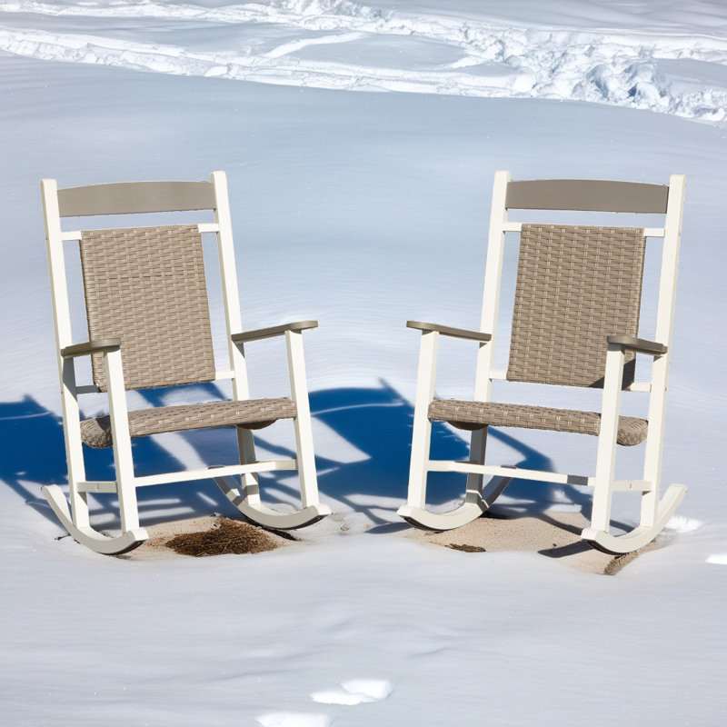 Premium HDPE & Wicker Rocking Chair - High-Back Ergonomic Design with 380LB Capacity
