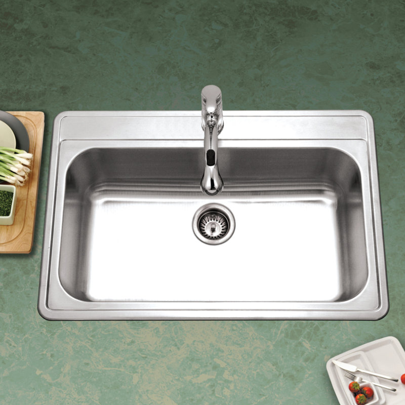 Premiere Gourmet 33'' L Drop-In Single Bowl Stainless Steel Kitchen Sink, 1 Hole