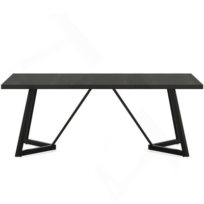 71-Inch Large Modern Rectangular Dining Table For 6-8 People, Heavy-Duty Metal Frame, Versatile Home & Office Furniture, Black