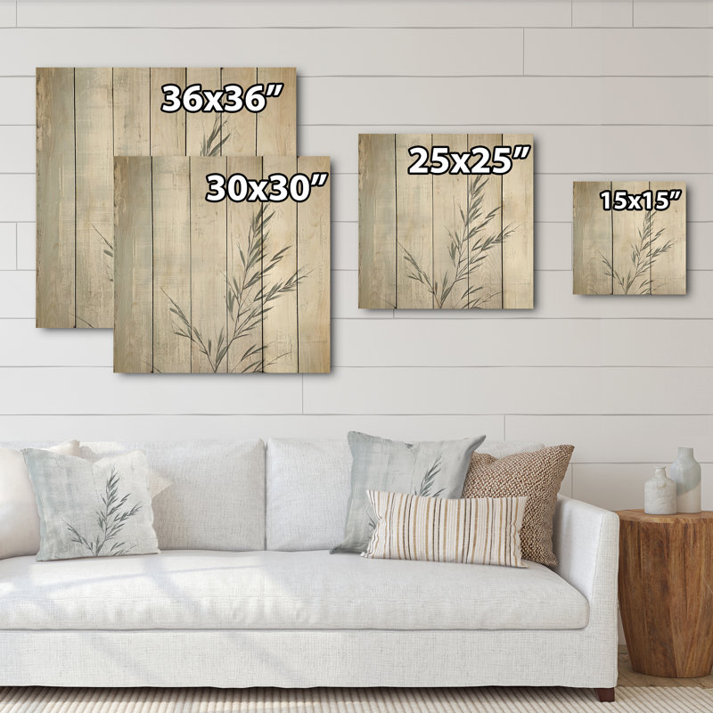 Feuilles grises et étain pin - feuilles, art mural sur bois de pin naturel, H 30 po x l 30 po