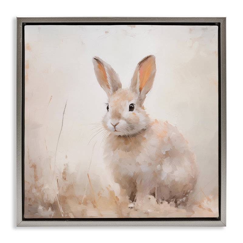  «Neuing Gazing Bunny» par Arlington Prints, Cadre flottant gris lustré, H 18 po x l 18 po