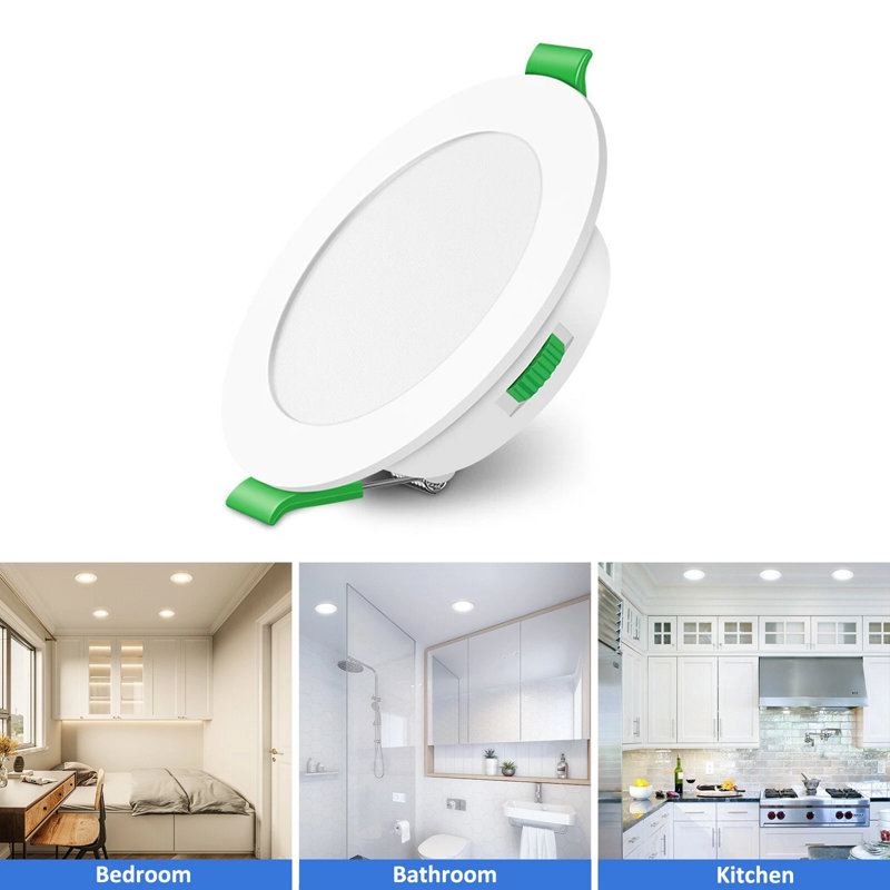 LED Recessed Downlights, 3 CCT in 1 Recessed Ceiling Lights, Warm White/Natural White/Cool White Adjustable, Round Spotlights for Bathroom Kitchen Living Room