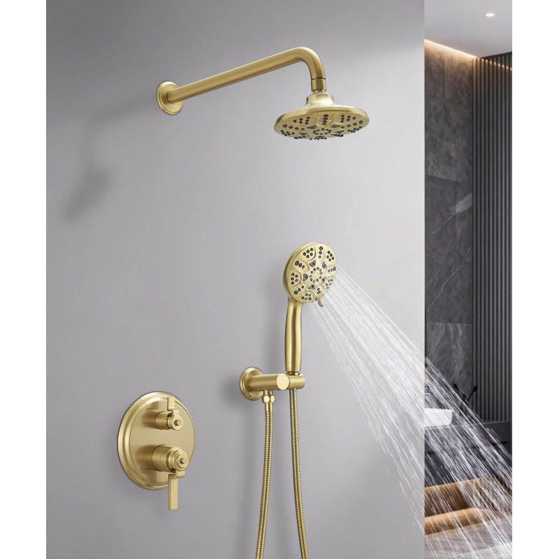 Ensemble de robinet de douche à poignée simple à 2 jets 1,8 gallons par minute avec valve et pomme de douche à main à double fonction en noir mat
