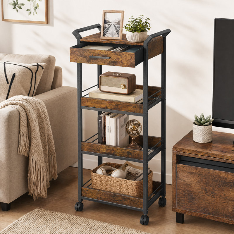 Sulynn Wood Kitchen Cart, Black/Rustic Brown