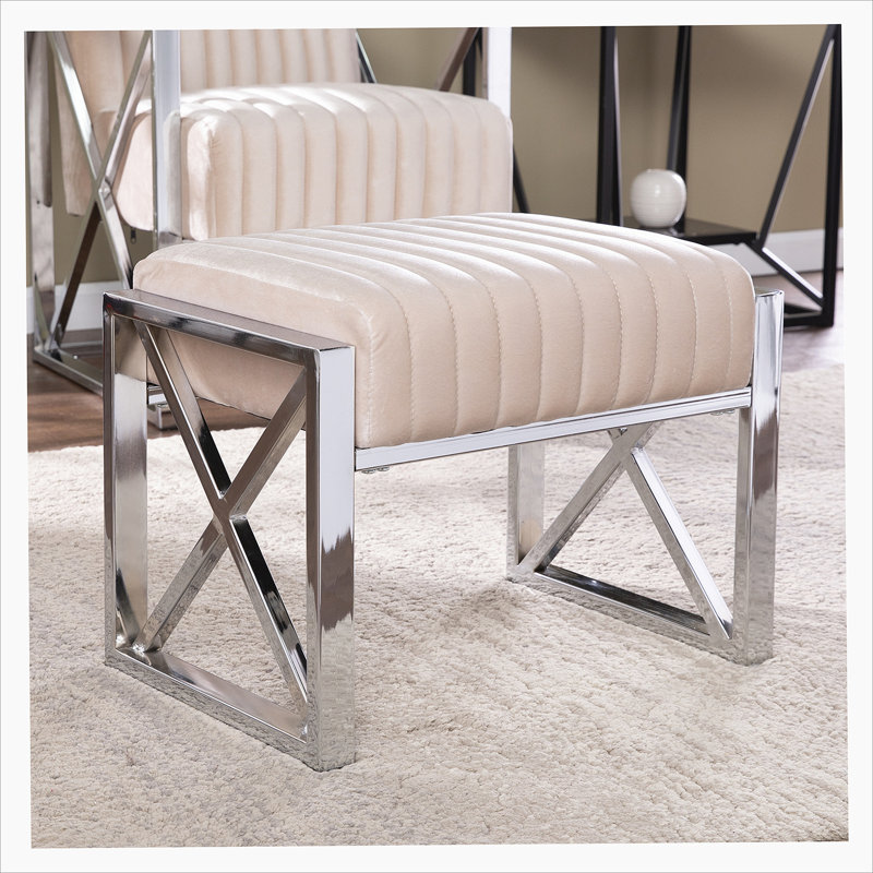 Repose-pieds Ellison Velveteen, champagne et chrome