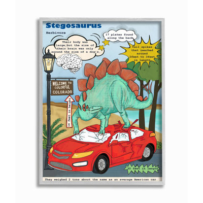 «Fun Dinosaur Facts Stegosaurus Dino Scene» par Sangita Bachelet - impression d'art graphique