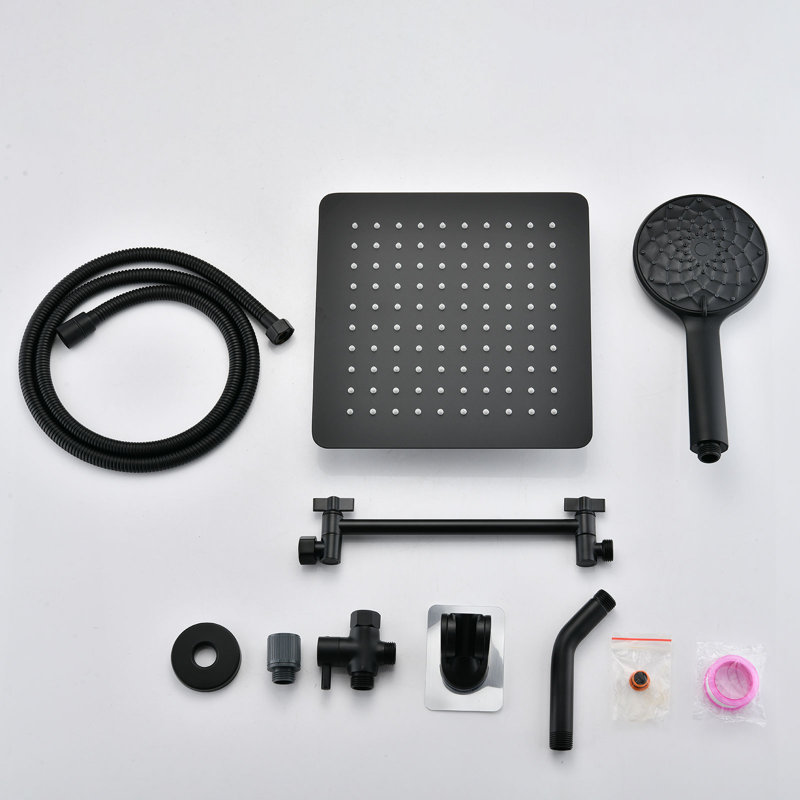 10" Rainfall Shower Head With Handheld Spray, Matte Black