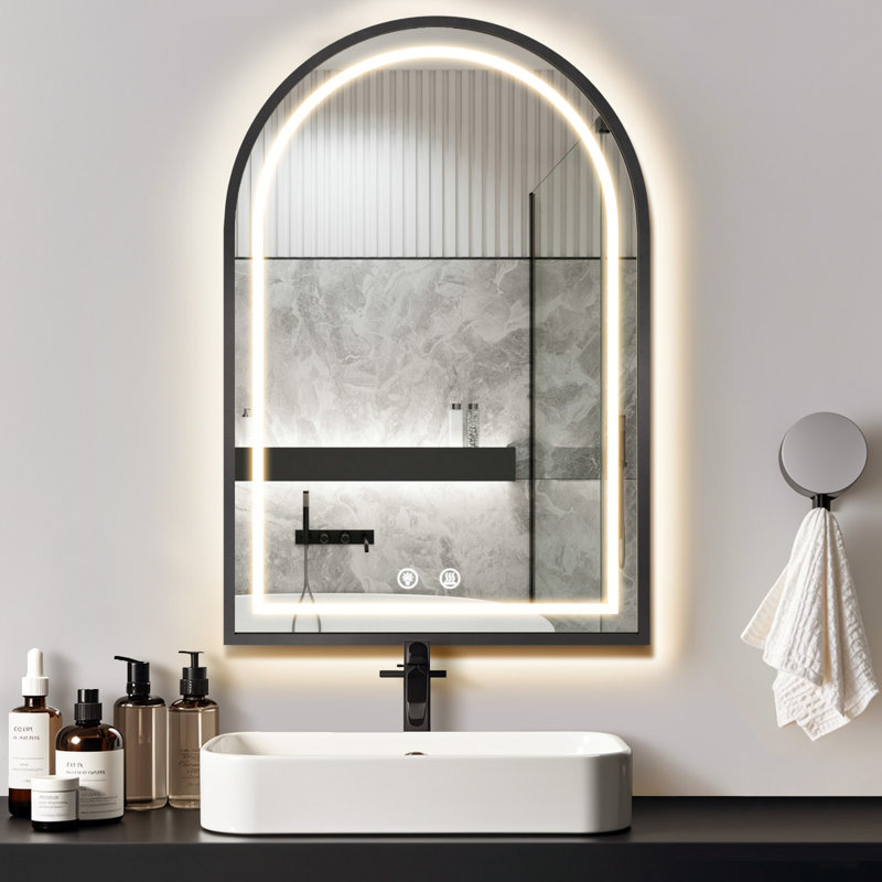 Miroir mural Mauel, Noir, 35.4" H x 23.6" W x 1.9" D
