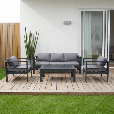 Outdoor 3-Piece Conversation Set w/ Sofas & Coffee Table