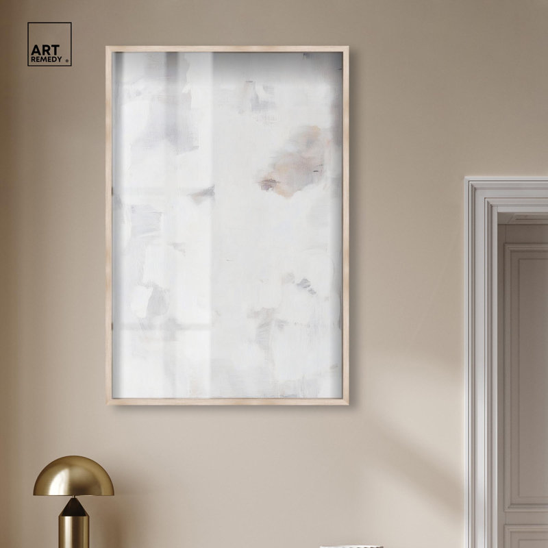 Art mural bohème à motif blanc délavé par Art Remedy, cadre blond, 31 x 46, H 46 po x l 31 po, Cadre blond
