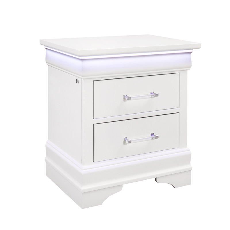 Table de chevet Charlton avec DEL, Blanc