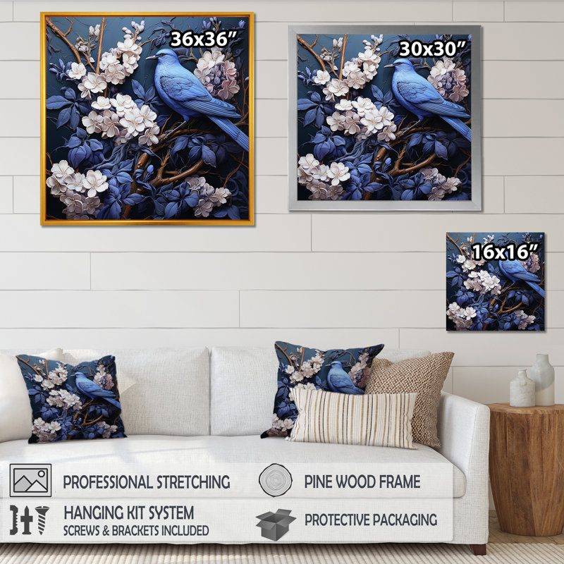 «Blue Garden of Lilacs III», reproduction sur toile, Cadre flottant blanc, H 30 po x l 30 po