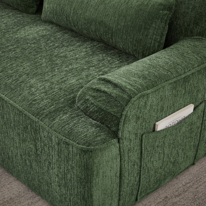 Canapé modulaire surdimensionné en L Chenille, design minimaliste, canapé-lit confortable pour les salons, les appartements et les espaces de réception