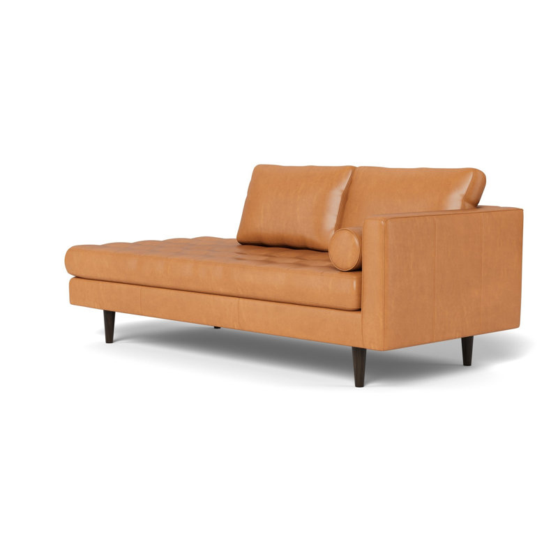 Chaise longue en cuir Jackie, Hudson Lager, Accoudoir à droite (vu de face)