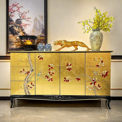 Hand-Painted 6-Drawer Double-Door Sideboard