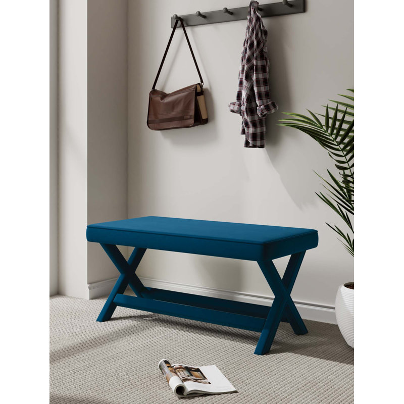 Repose-pieds bleu en velours Abigail Mid-Century, Bleu