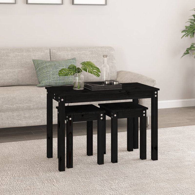 Tavin Solid Wood Nesting Tables, Black