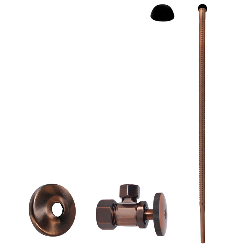 Trousse d'alimentation pour robinet et toilette 5/8 po x 3/8 po x P 20 po avec robinet d'arrêt à angle rond 1/4 de tour