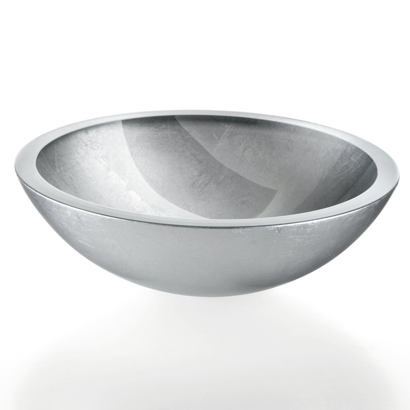 Acquaio 16.7'' L Bathroom Sink, Sink without single pre-drilled faucet hole, Silver Leaf