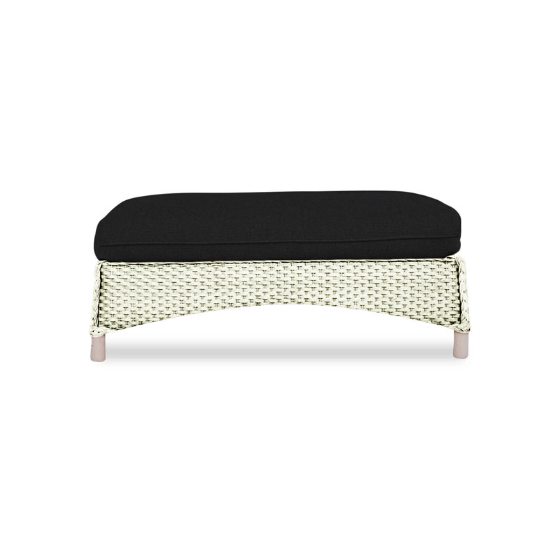 Mandalay Outdoor Ottoman, Canvas Black Sunbrella® Canvas, White