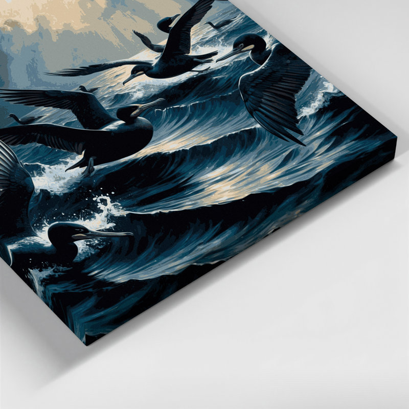Oiseaux, art mural sur toile grise, H 8 po x l 8 po