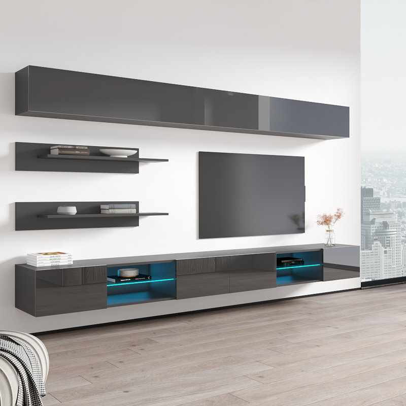 Meuble audio-vidéo flottant Fly 126 "I 33TV, Gris
