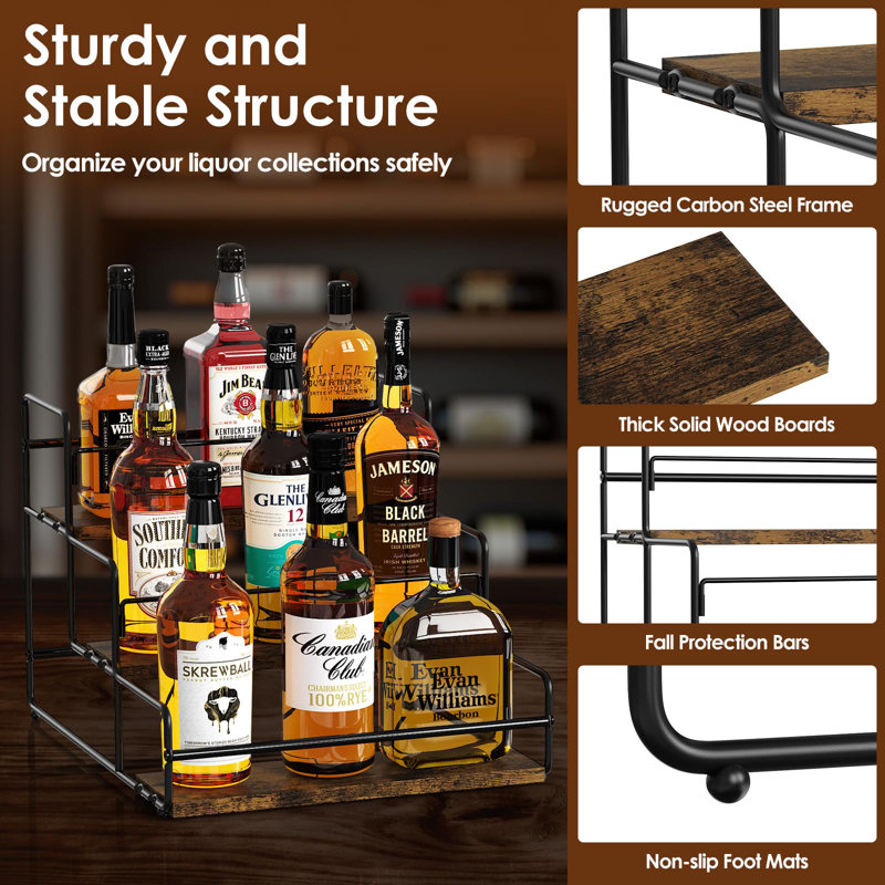 9 Bottle Tabletop Wine Bottle Rack Brown