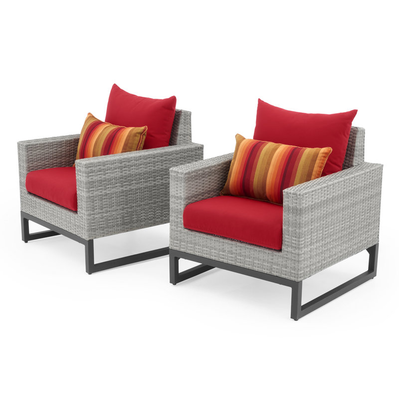 Fauteuil club d'extérieur 2 pièces Identik Sunbrella, Gris, Rouge