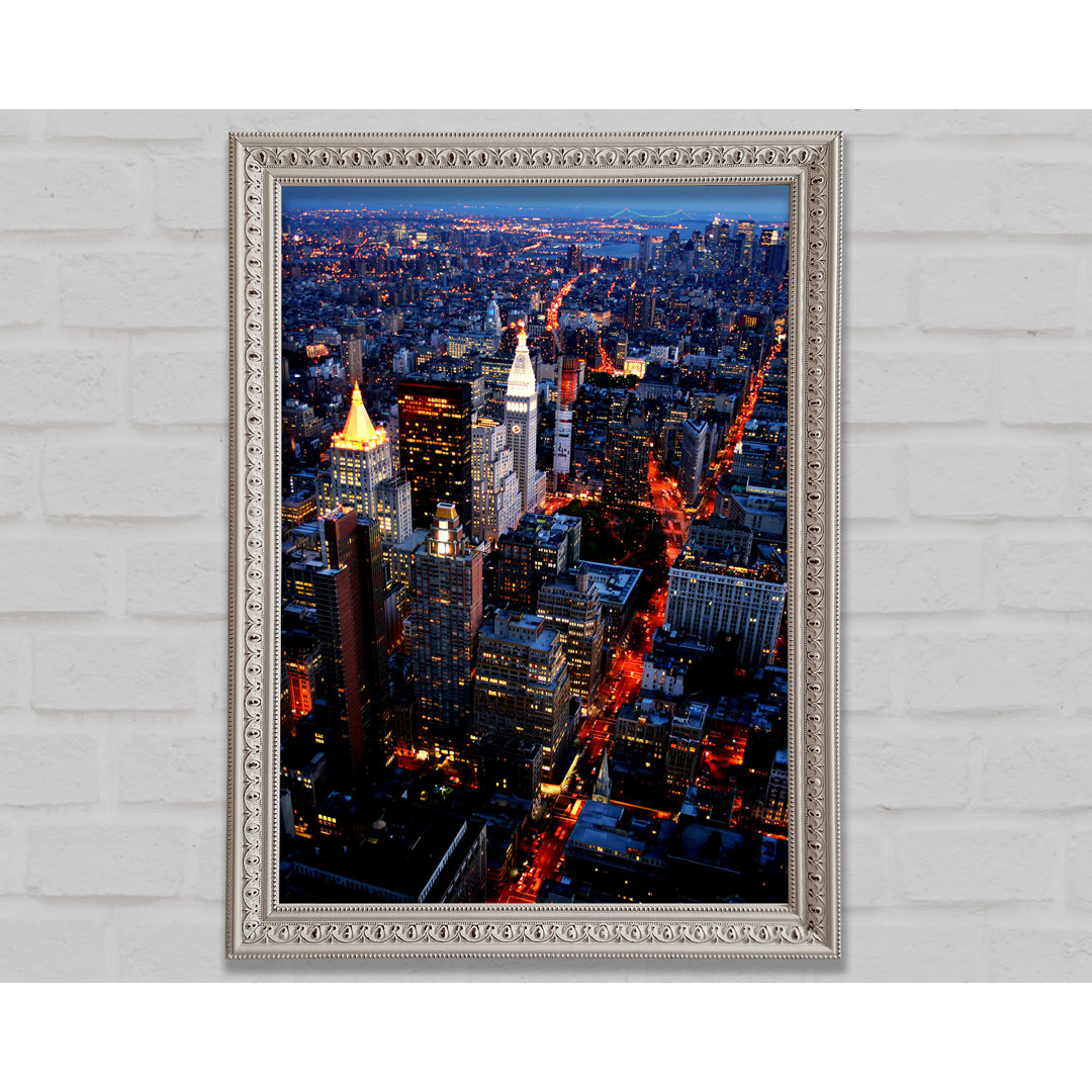 Gerahmter Kunstdruck Nyc Ariel View City Lights