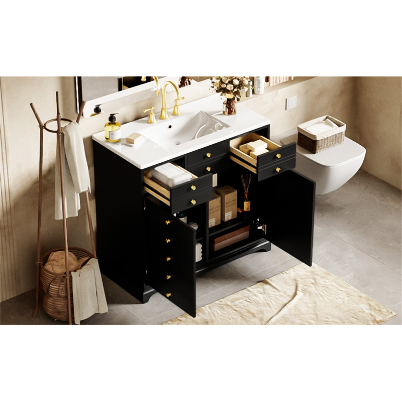 Meuble-lavabo 36 po avec lavabo en céramique et tiroir, porte, meuble-lavabo
