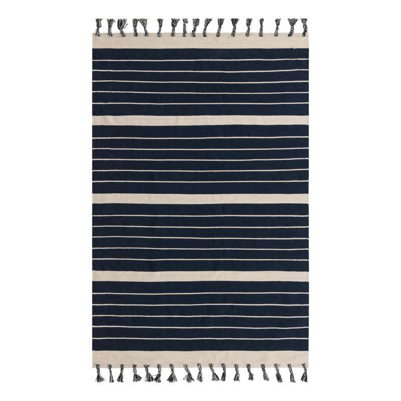 Iustin Cotton Striped Indoor Rug, Rectangle 6'1" x 9'